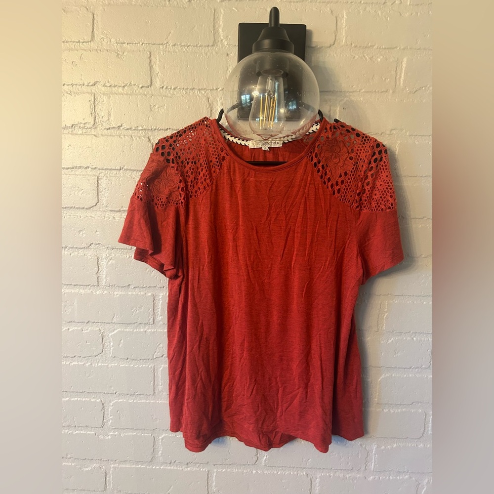 Knox Rose Orange Short Sleeve Lace Top
